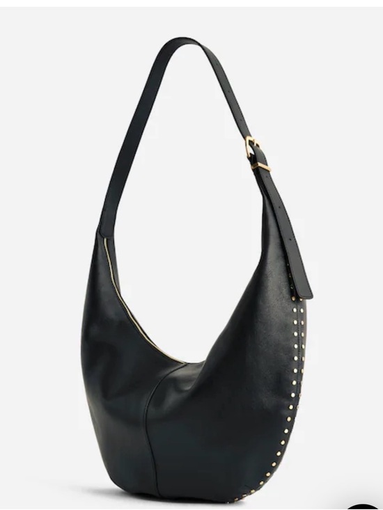 Madewell Handbags - NWOT Madewell Curve Black Leather Studded Hobo Shoulder Bag with Gold Hardware
